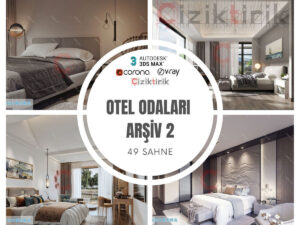 12 Otel Odaları Arşiv 2 - Hazır 3DSMax Sahneleri