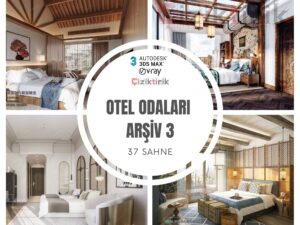 12 Otel Odaları Arşiv 3 - Hazır 3DSMax Sahneleri