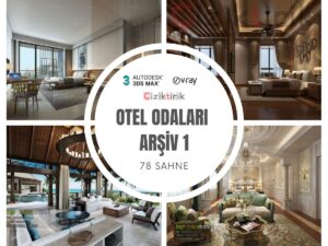 12 Otel Odaları Arşiv 1 - Hazır 3DSMax Sahneleri