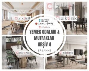 Yemek Odaları & Mutfaklar Arşiv 4 - Hazır 3DSMax Sahneleri